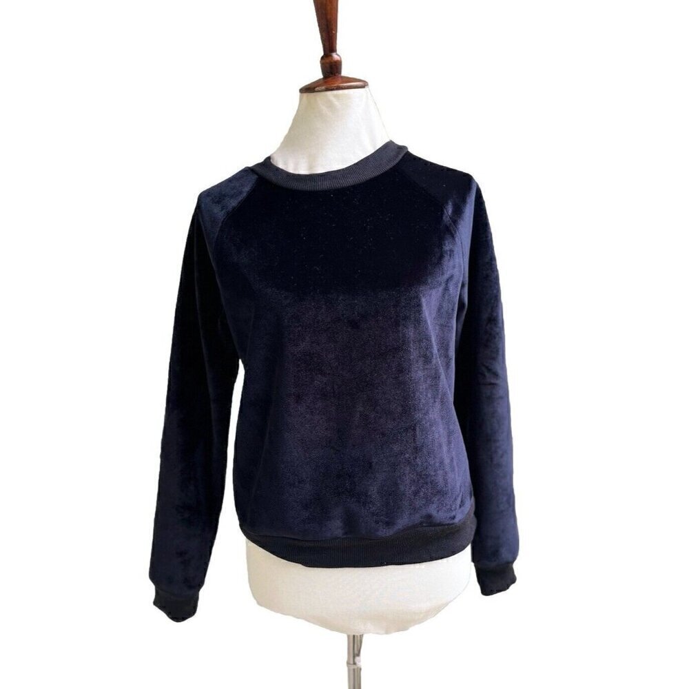 Nasty Gal J.O.A. Womens Black Velvet Plush Little Baby Raglan Sweater Size S - Picture 9 of 16